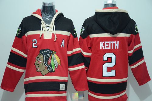 Blackhawks #2 Duncan Keith Red Sawyer Hooded Sweatshirt Stitched NHL Jersey - Click Image to Close